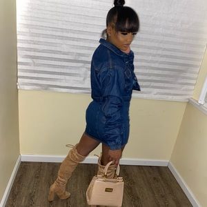 Jean skirt set with jacket size small